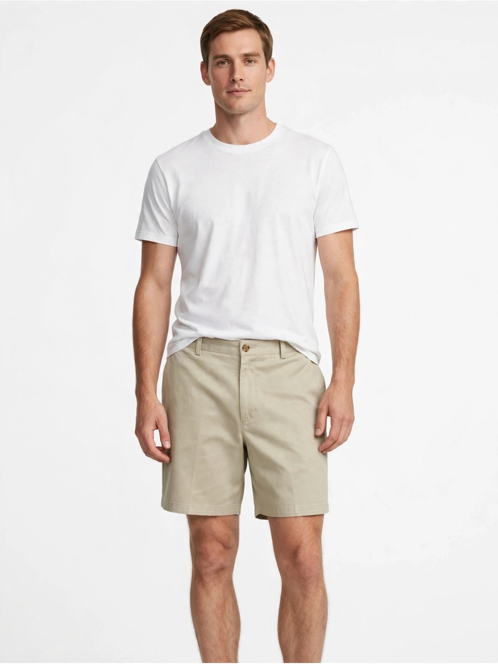 L.L. Bean Men's Flat-Front Shorts - Light Khaki Like New.